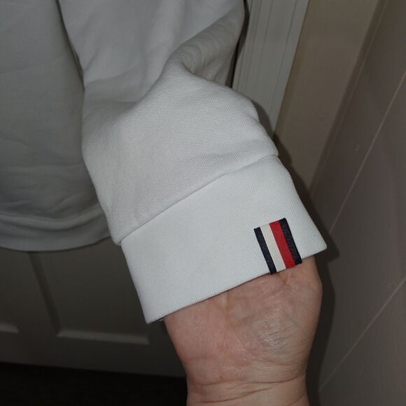 Tommy Hilfiger Hoodie Men's XL Color Block Navy Red White Pullover Sweatshirt - Picture 5 of 16